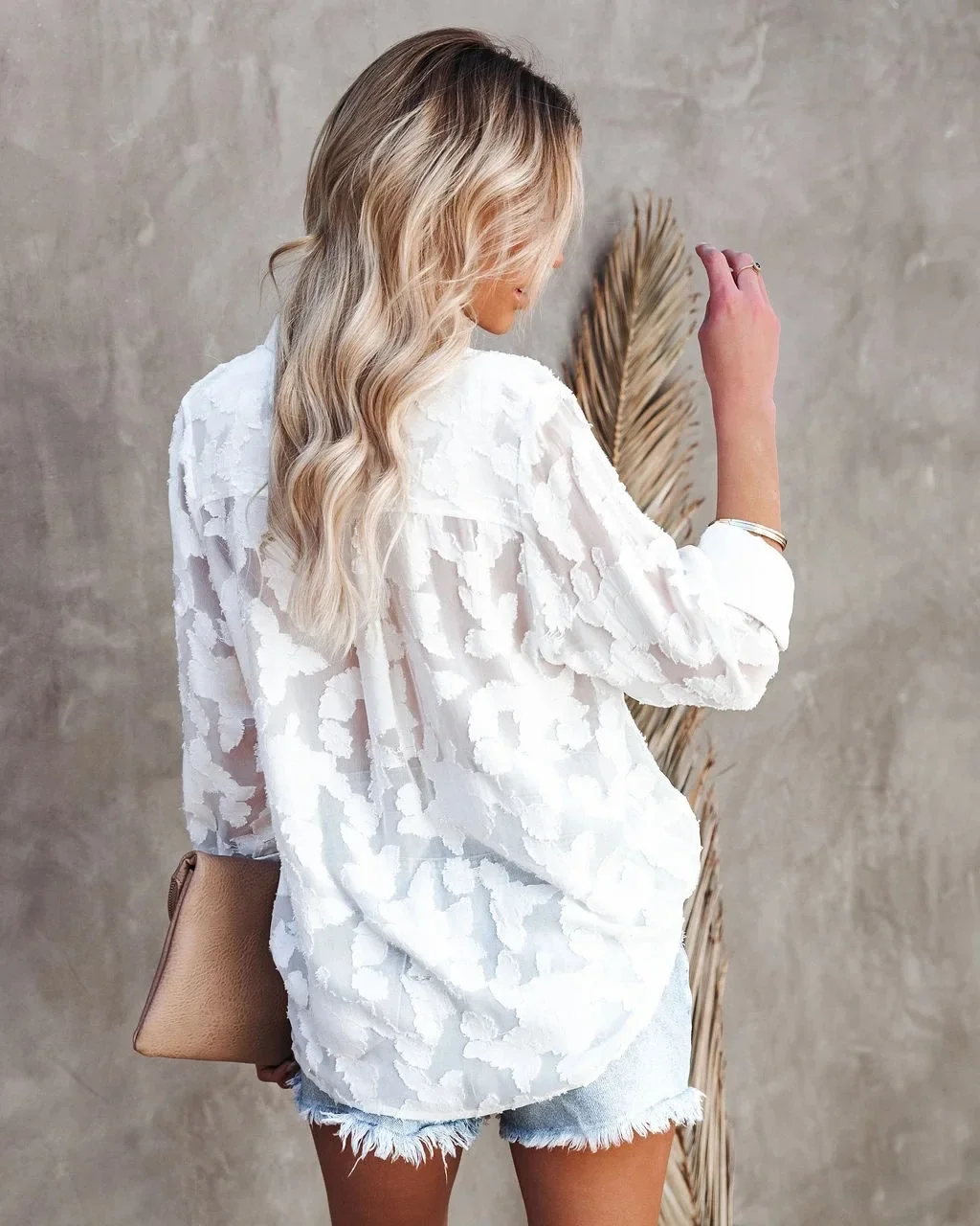 Mesh See Through Long Sleeve White Shirts Women Streetwear