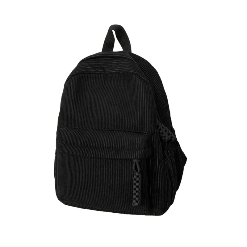 School Backpack Solid Color Shoulder Bag Large Capacity Bookbags for Girl Student Corduroy Rucksack Versatile Book Bags 3