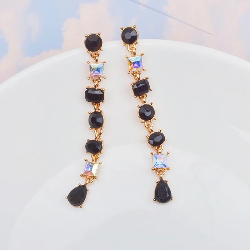Dangle Earrings Drop Earrings Crystal Tassel Earrings Crystal Earrings Geometric Earrings Korean Fashion Pink Crystal Square Tassel Drop Earrings For Women Girls Jewelry Gifts