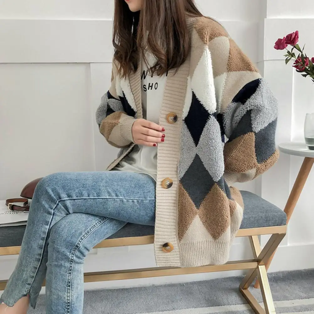 

Cardigan Women Knitted Sweater Loose Single Breasted Students V-neck Lovely Knitwear Korean Oversize Cardigan Winter Tops