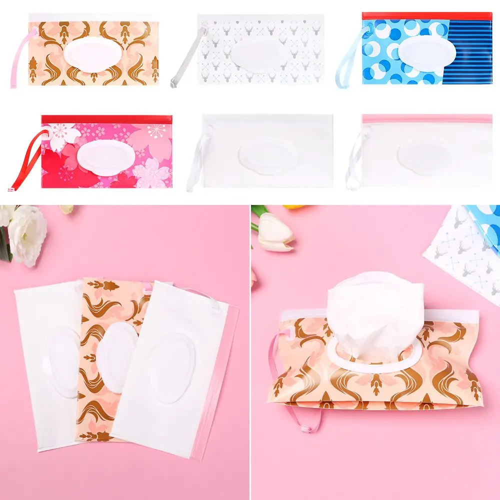 Cartoon Pattern Cleaning Wipes Case Reusable Household Portable Eco-friendly Baby Care Wet Wipe Bag EVA Snap Strap Container Box wet wipe case baby wipe case wet wipes case wet wipes box
