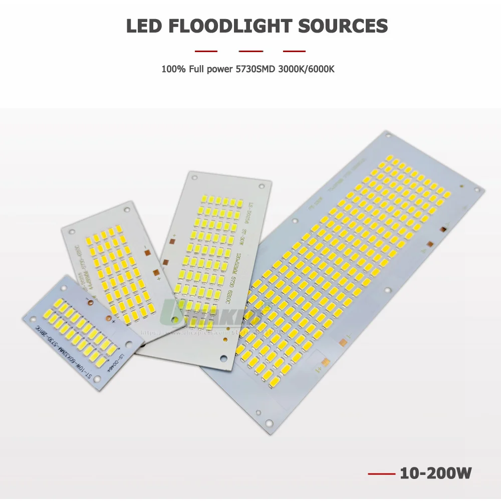 5PCs LED Floodlight Replace Plate SMD5730 PCB10 20 30 50 100 150 200W Full Power Light Source Panel For Outdoor Lamps DIY