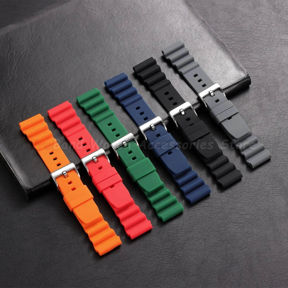 Silicone Waterproof Diving Watch Band - 20mm/22mm Sports Strap