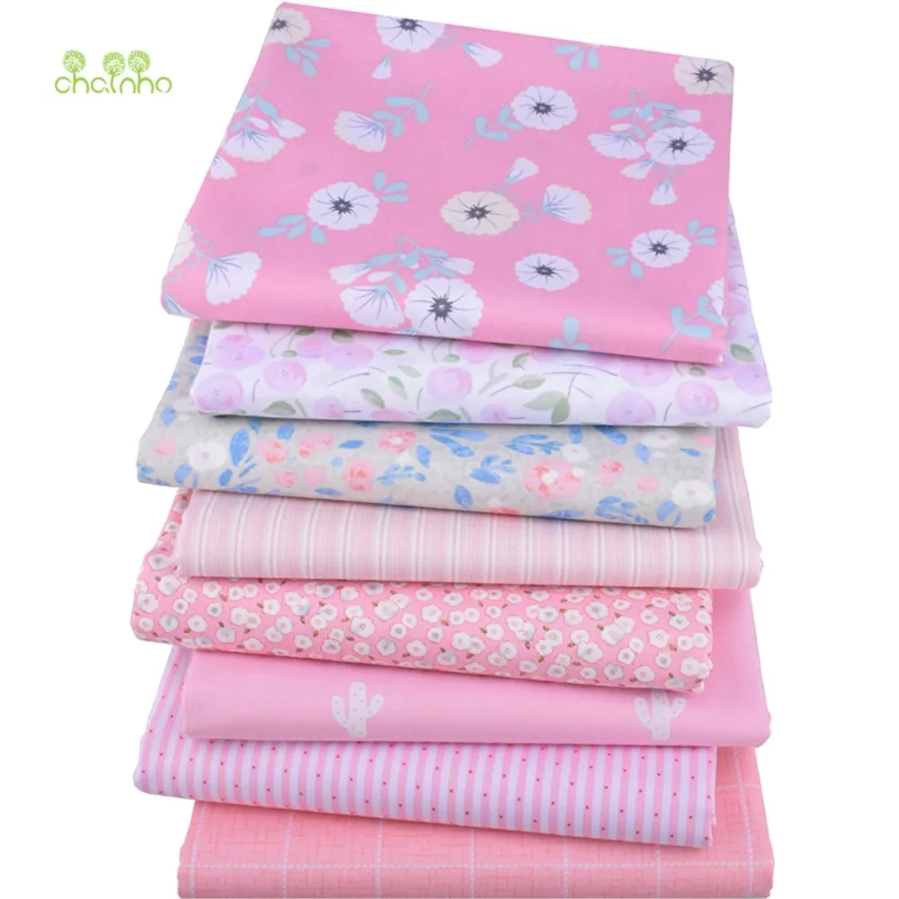 Chainho,Printed Twill Weave Cotton Fabric,DIY Sewing Quilting Material,Patchwork Cloth,8 Designs Floral Series,2 Sizes,15C324