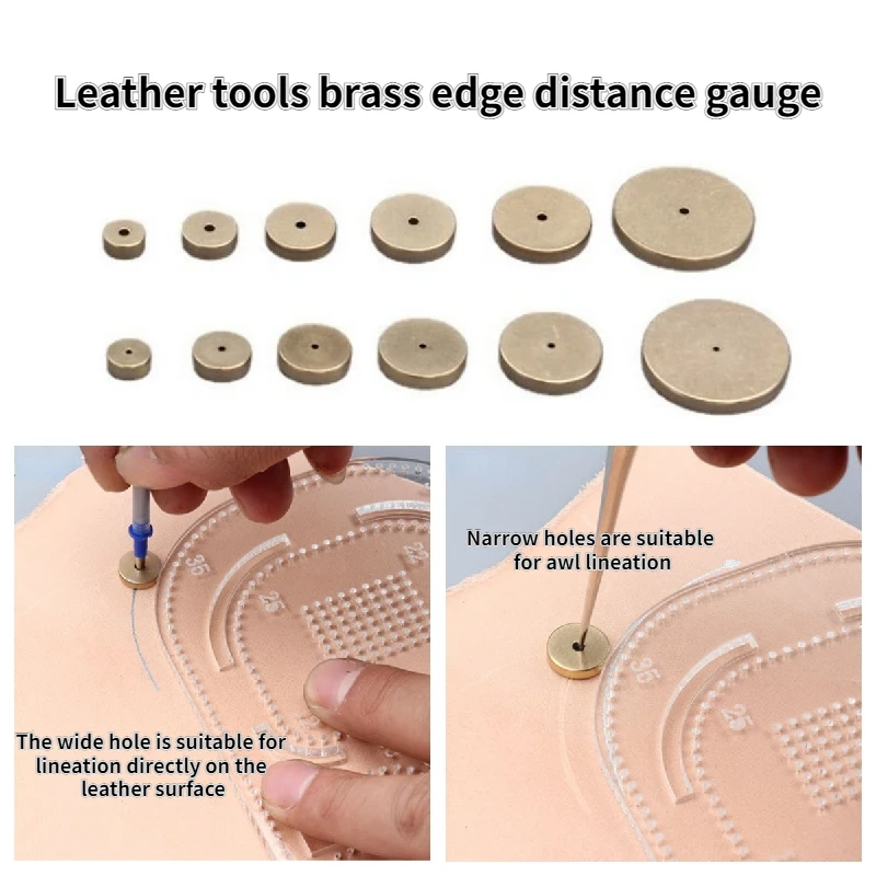 6/8/10/12/14/20mm Brass Edge Distance Gauge DIY Leather Bag/money Clip Hand Sewing Lineation Wide/narrow Hole Laying-off Tool