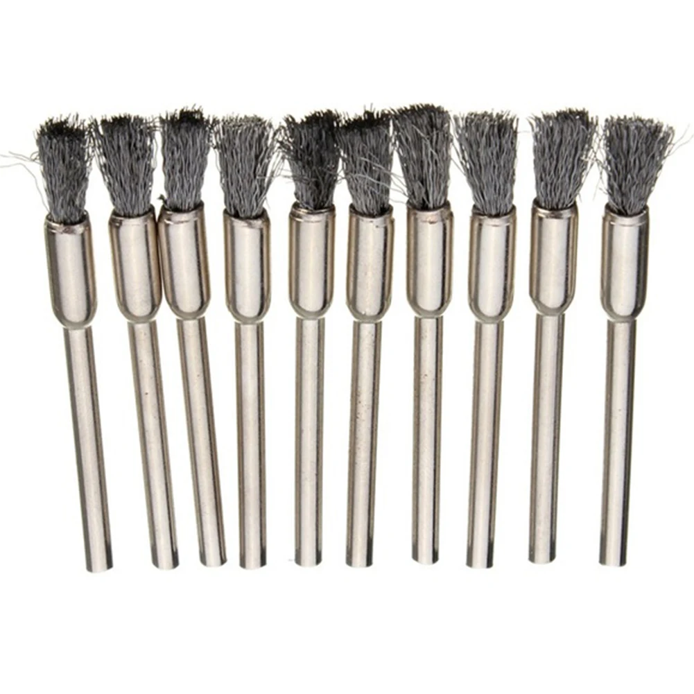 

10pcs Mini Wire Brush Wheel Cup Steel Wire Brush Set 1/8" (3mm) Shank Power Dremel Rotary Tools Polishing Tools