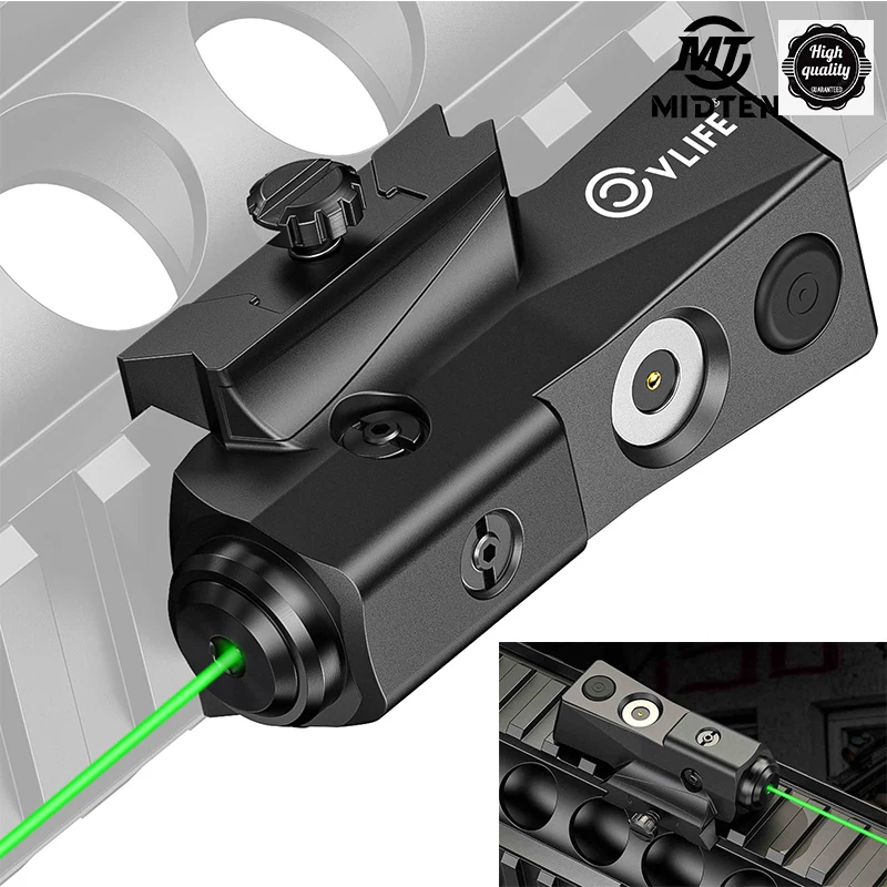 Laser sight MidTen Rifle Green or Red Laser Sight Picatinny Rail Tactical Sight Magnetic Rechargeable Aircraft Grade Materials