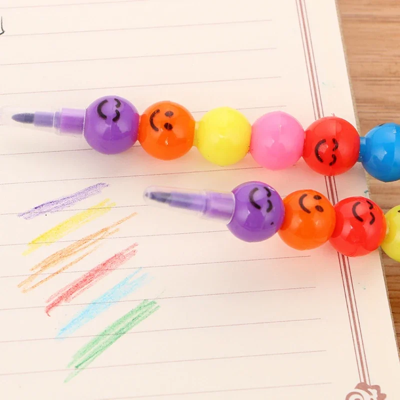 Colored Crayons Color Pencils 1pcs 7 Color Crayons Art Supplies For Kids Pastel Pen Drawing Set Stationery Kawaii Smiley Face Crayons Pencil School Supplies