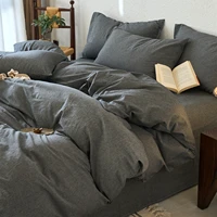 Parure de lit 100 % coton teint en fil, lavée, résistante à la décoloration et aux taches, facile d'entretien, douce, avec taies d'oreiller 2