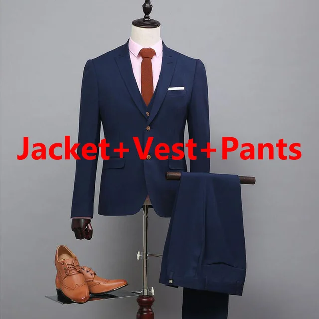 

Tailored Jackets Cheap Formal England Slim Fit Work Suit 3piece Navy Blue Blazer Stage Show Suits Custom Made