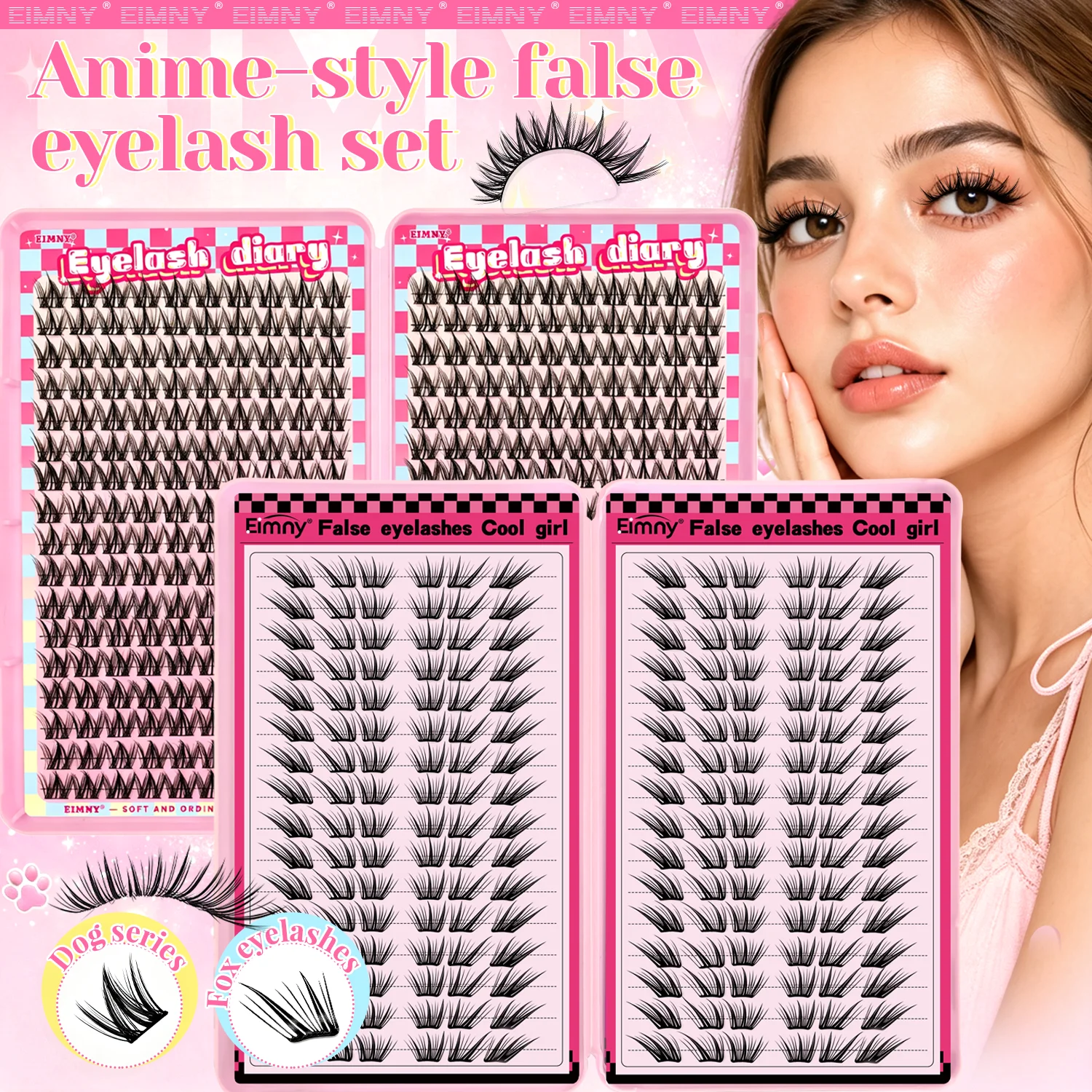 EIMNY Tierbasierte Falsche Wimpern, Wiederverwendbare Einzelwimpern, Bequem, Natürlich Flauschiger Look für Tägliche Anlässe, Partys und Verabredungen