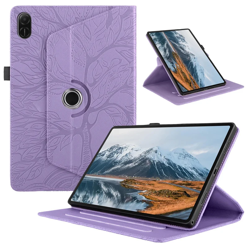 Elegant 360° Rotating Embossed Tree Leather Tablet Stand Case