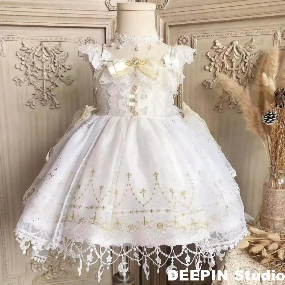 

New Spanish Dresses Girls Lolita Princess Vestidos Children Birthday Eid Easter Party Ball Gown Kids Lace Spain Boutique Dreeses