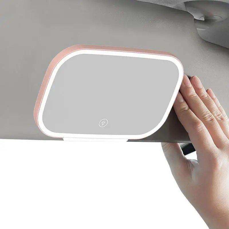 Car Sun Visor Vanity Mirror USB Rechargeable Touch Screen LED Makeup