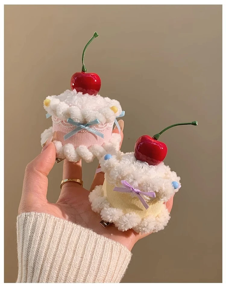 Pince à cheveux en dentelle Lolita, jolies pinces à cheveux en forme de gâteau aux cerises, pour enfants, accessoires pour coiffure, bandeau, kawaii, pour femmes et filles, cadeaux_voghion.com
