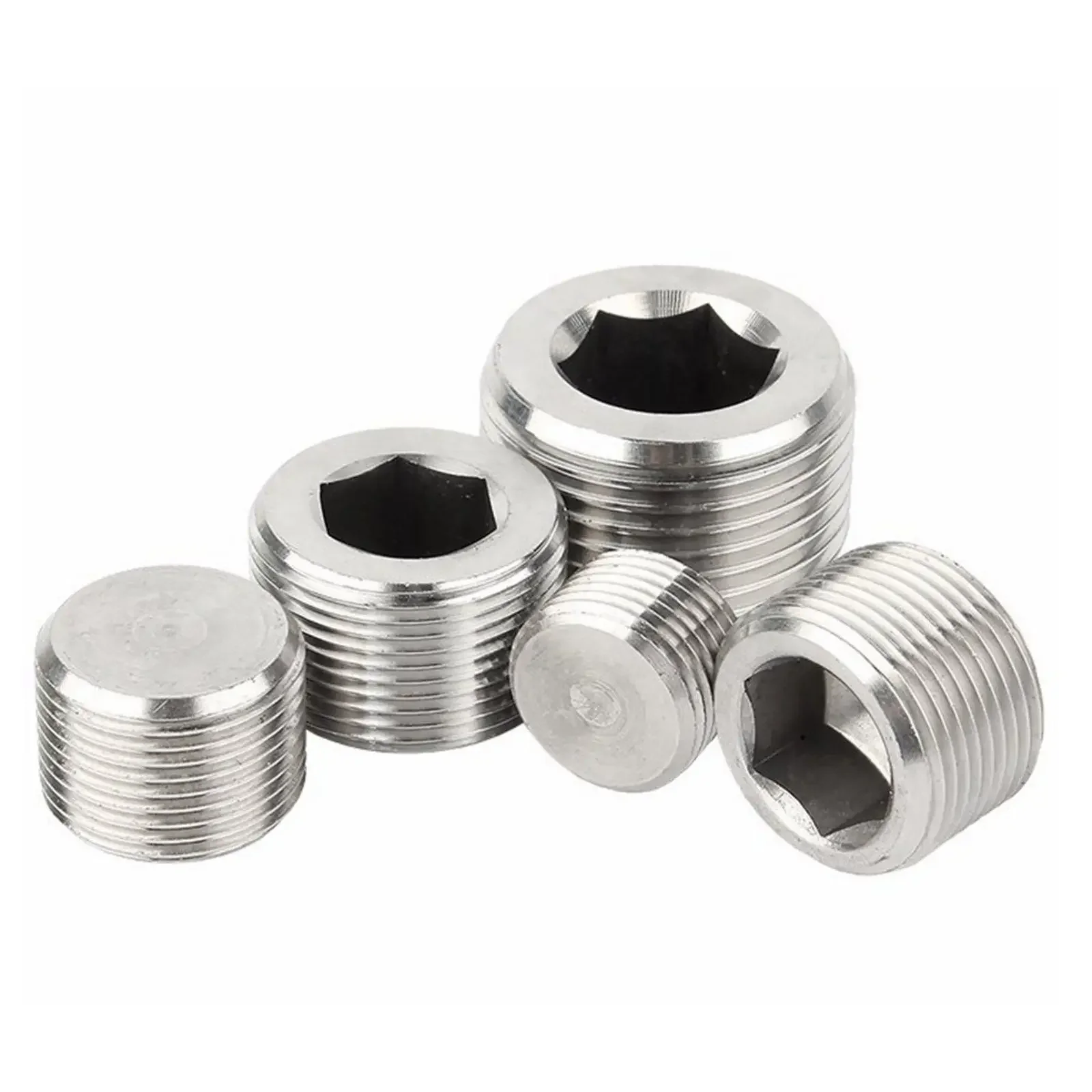 Hex Socket M8x1 M10x1 M12x1.5 M16x1.5 M20x1.5 M24x1.5 Metric Thread Male 304 Stainless Steel Countersunk End Plug pipe plug