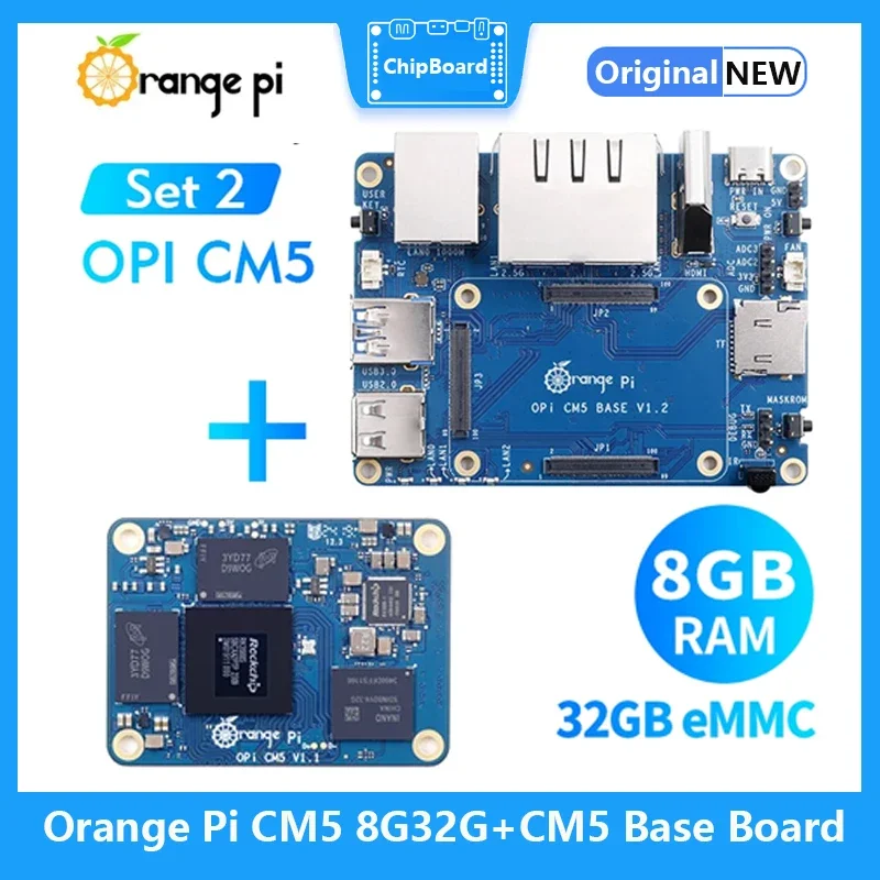 

Orange Pi CM5 8G32G+CM5 Base Board, DDR4 RK3588S Compute Module 5 Mini PC WiFi Bluetooth BLE Orangepi CM5 Single Board Computer
