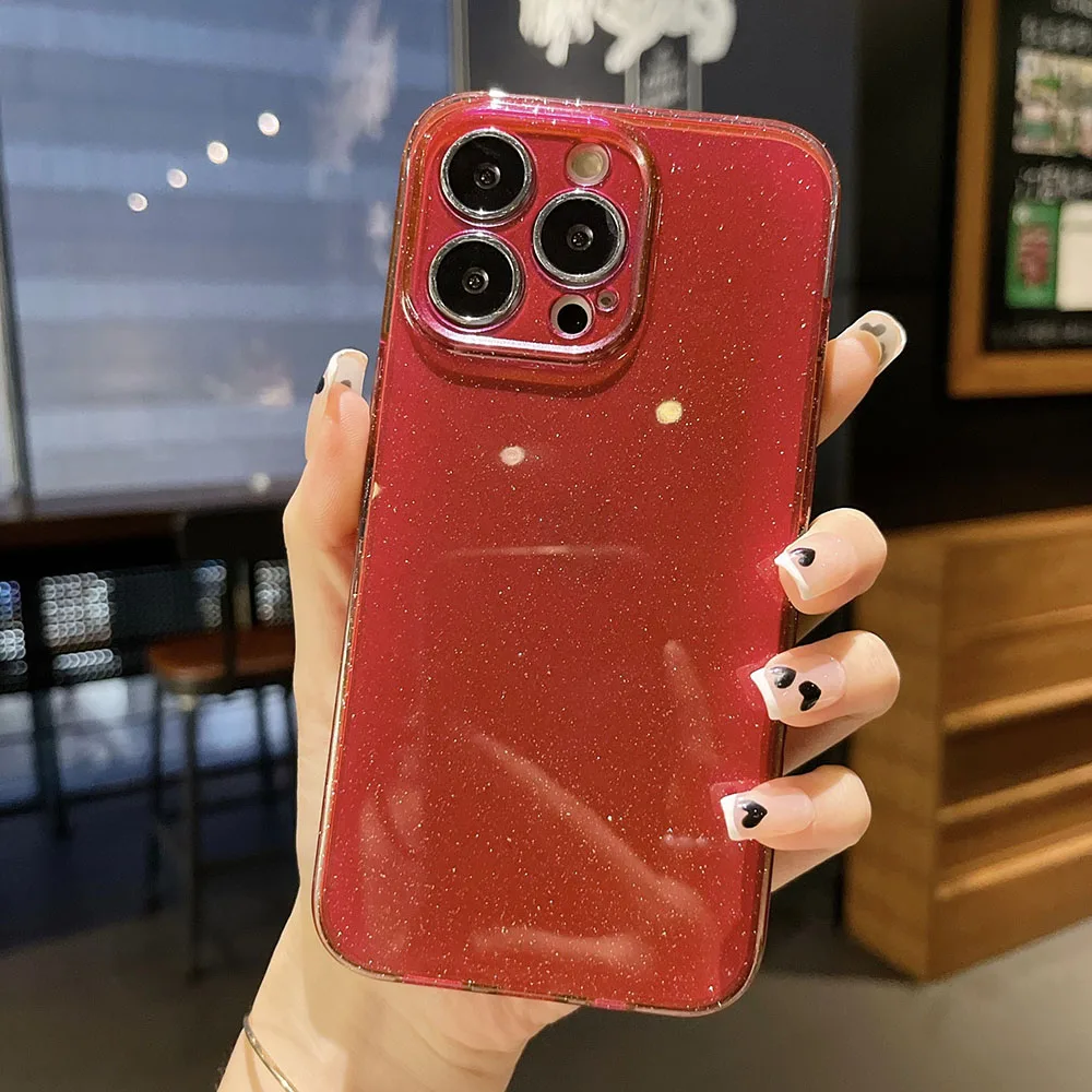 Purple Blue Glitter Phone Case with Camera Lens Protector