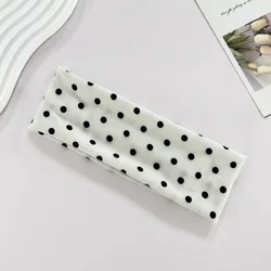 Polka Dot Elastic Yoga Headband - Fashionable Sweat - Absorbent Hair Accessory (White)