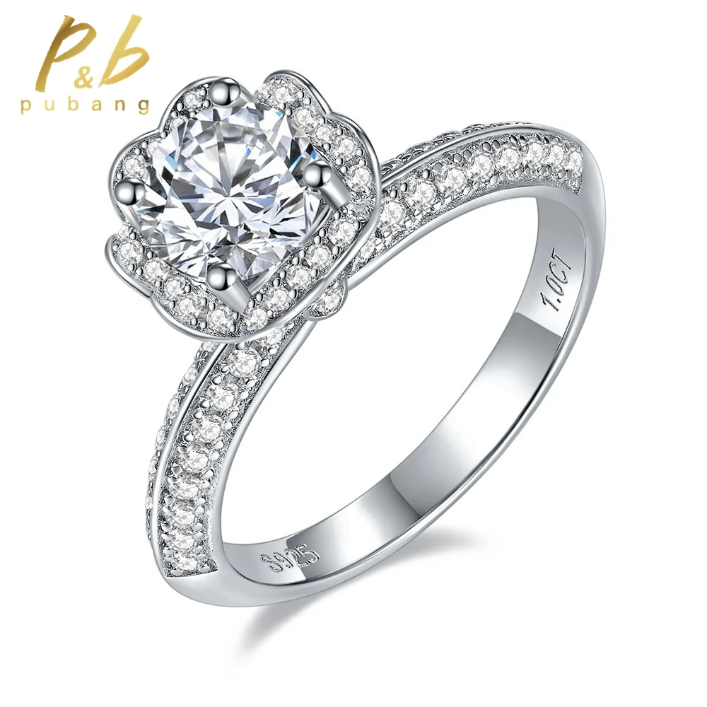 

PuBang Fine Jewelry Sparkling 925 Sterling Silver 8MM GRA Moissanite Diamond Anniversary Ring for Women Wedding Engagement Gifts