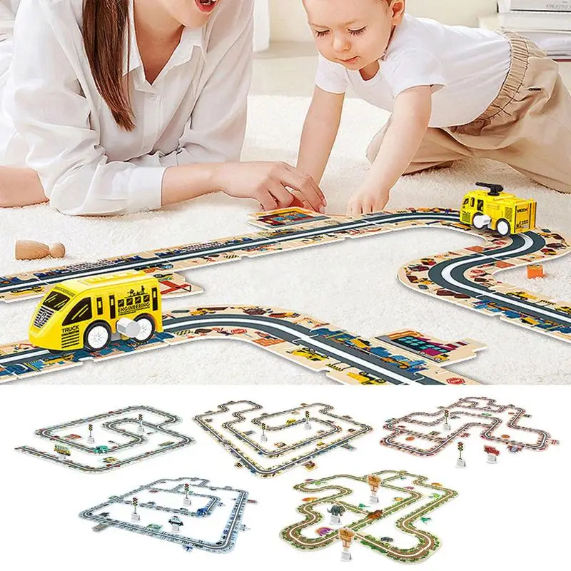 

childs Jigsaw Puzzles Toys Racing Car Slot Rail Board Game For Kids Parent-Child Interaction Monetssori Educational Toys Gifts
