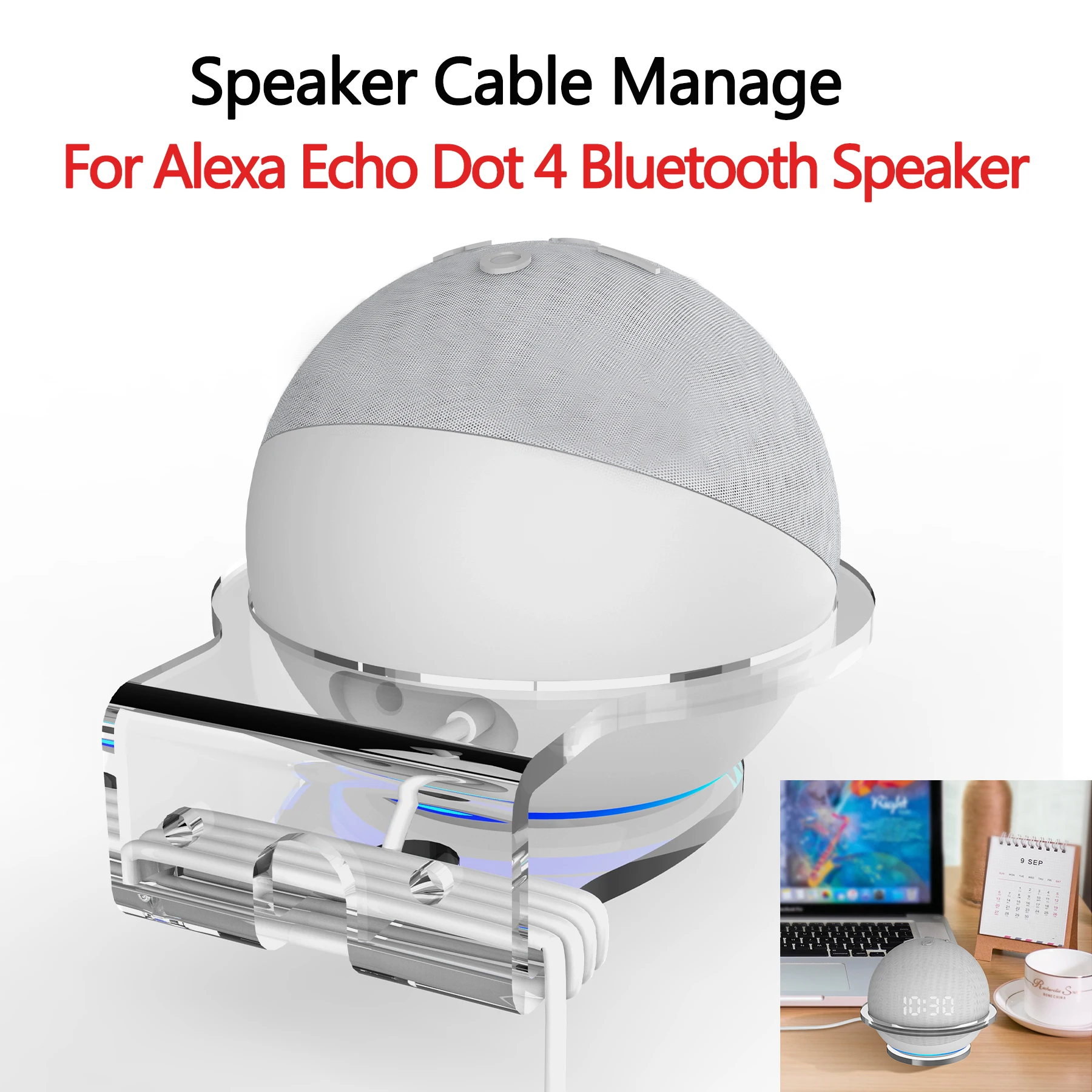 Staffa Di Montaggio A Parete Salvaspazio Per Alexa Echo Dot Altoparlante Di Sesta Generazione Echo Dot 4 Stand Bluetooth Speaker Cable Manager