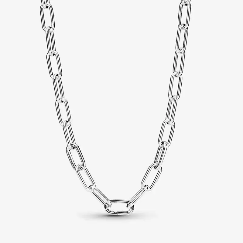Popular 925 Sterling Silver Original Logo ME Series Circular Chain Buckle Chain Necklace Moments Snake Necklace DIY Jewelry Gift