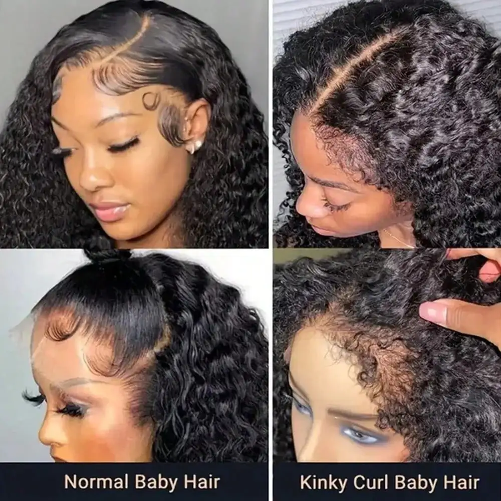 Jerry Curly 13x4 HD Swiss Lace Frontal Human Hair Wig Pre Plucked with Natural Full Edges and Baby Hair for Women 4