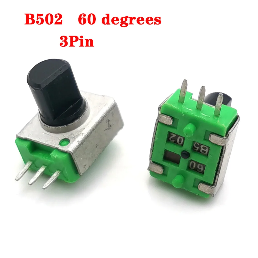 

5pcs B502 60 Degrees 3 Pin Vertical Without Bracket Type D Handle Potentiometer Volume Knob Amplifier Switch 3P