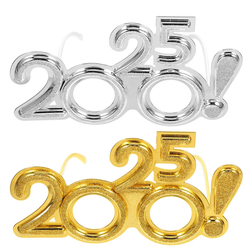 2개 세트 새해 안경 재미있는 2025 파티 안경 사진 소품 새해 전야 파티 용품 플라스틱 2025 숫자 안경