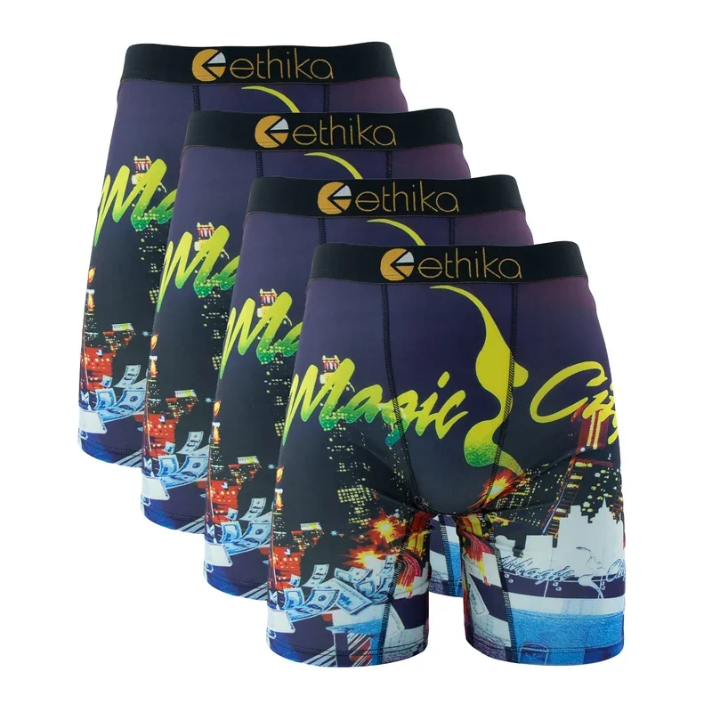 4PCs Ethika Sexy Men Underwear Boxer Shorts Hot Printed Panties Lingerie Man Underpants Boxershorts Plus Size Boxer Briefs XXXL 5