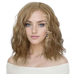 Vibrant Flame Orange Curly Bob Wig - Halloween Costume & Cosplay Party Wig (Ombre Blonde Brown)