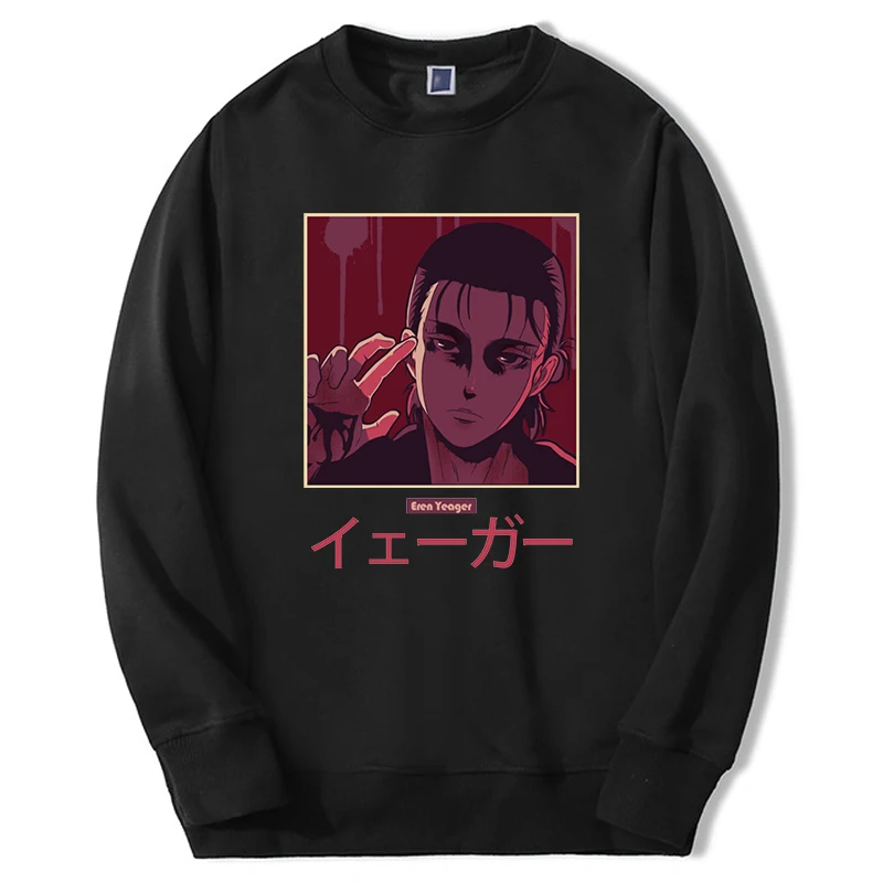 

Attack On Titan Eren Levi Sweatshirt Japan Anime Pullover Eren Yeager Hoodies Casual Harajuku Streetwear Fleece Anime Sportswear