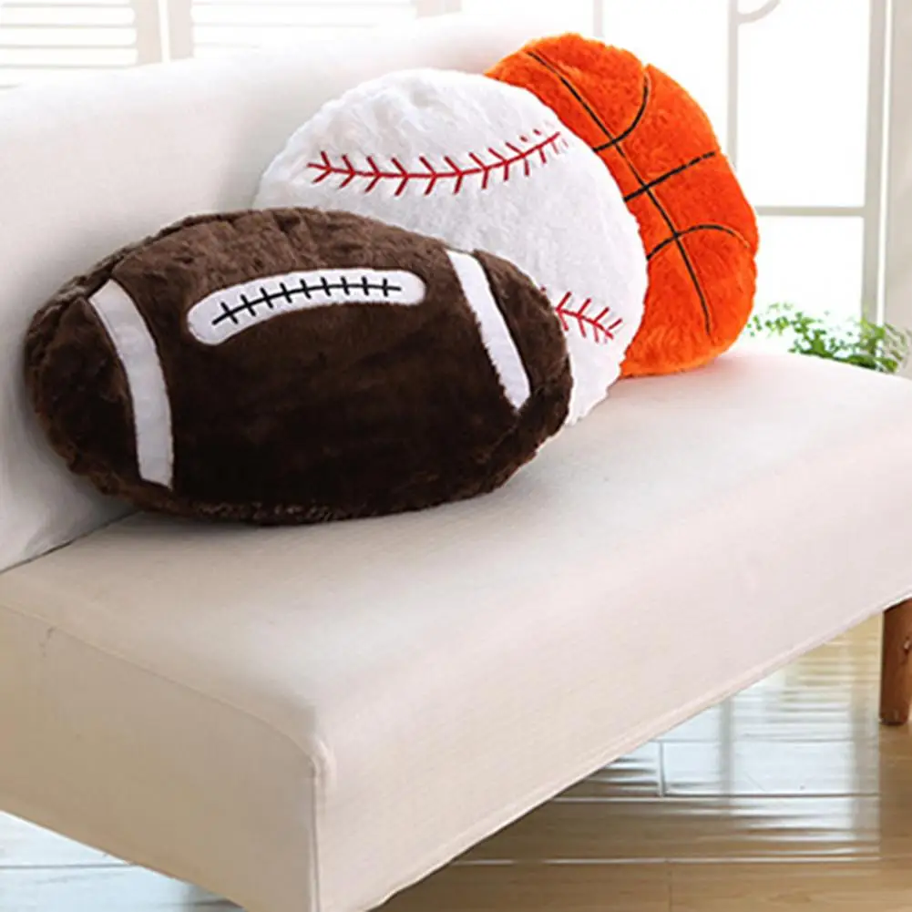 Throw Pillow Soft Cute Soccer Baseball Shape Sofa Back Throw Pillows Rubby Soccer Shape Plush Toy Room Stuffed Pillow Cushion 2