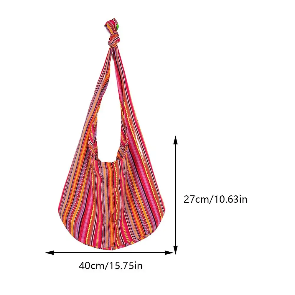Canvas Striped Fashion Crossbody Bag Women Ethnic Boho Handbag Sling Crossbody Purse for Work Shopping Travel