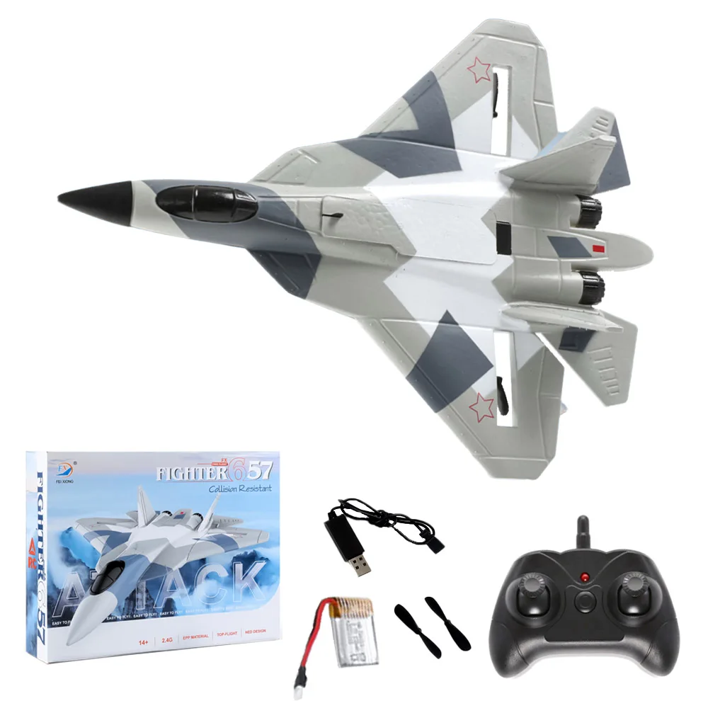 SU 57 Airplane RC 2.4G Remote Control Aircraft Electric EPP Foam Plane FX657 Rc Fighter Fixed Wing Hand Throwing Glider_voghion.com