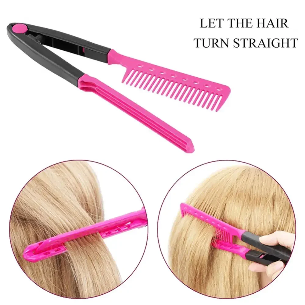 1pcs Folding V Type Hair Straightener Brush DIY Hairdress Tool Hairdressing Combs Natural Hair Styling Curling Comb