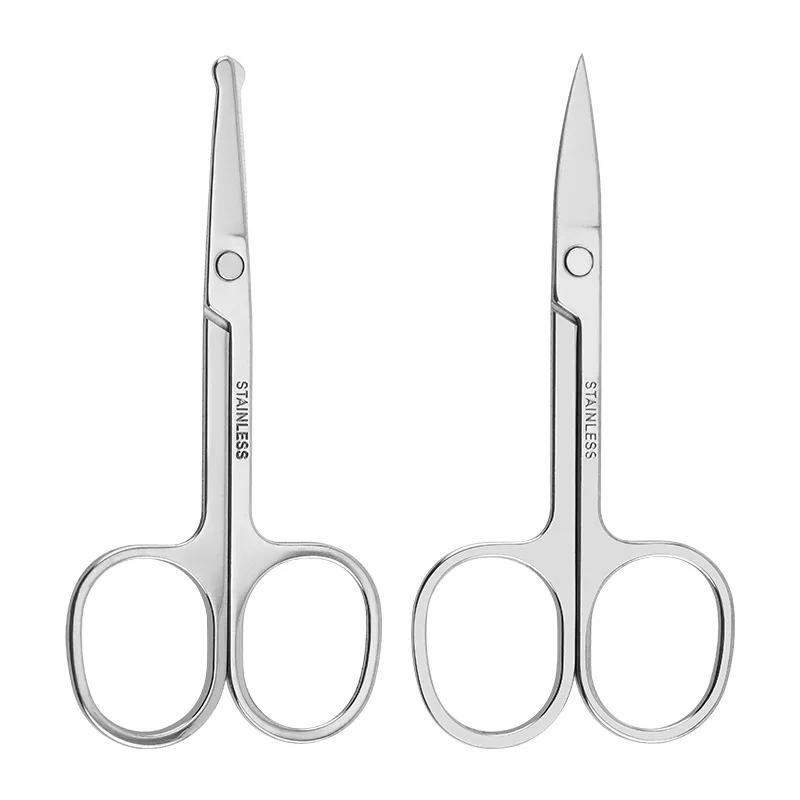 Stainless Steel Scissors Beauty Makeup Scissors Men's Beard Pointed Eyebrow Scissors Round Head Nose Hair Scissors Beauty Tool 5