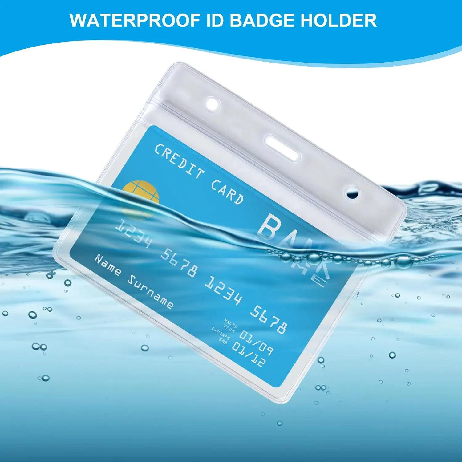 50 transparente horizontale Ausweishüllen, wasserdichte Namensschildhalter aus Kunststoff, mit wiederverschließbarem Reißverschluss, geeignet für Krankenschwestern, Lehrer, S – Detail 9