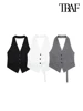 TRAF Women Fashion Backless Halter Neck Waistcoat Sexy Sleeveless Button-up Female Outerwear Chic Vest Tops 1