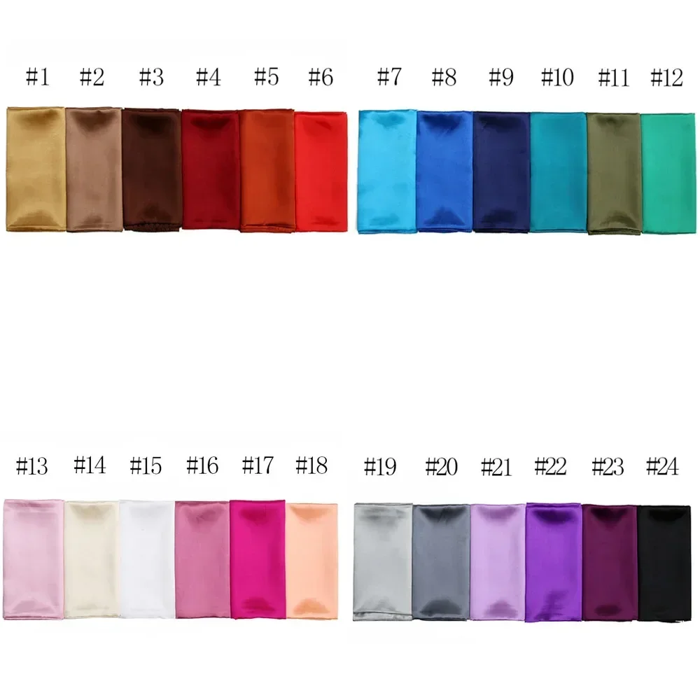 90X90 Satin Silk Scarf Hijab Solid Women Shiny Square Wrap Shawl Head Neck Cover Plain Hair Tie Band Beach Hijab Female Foulard 3