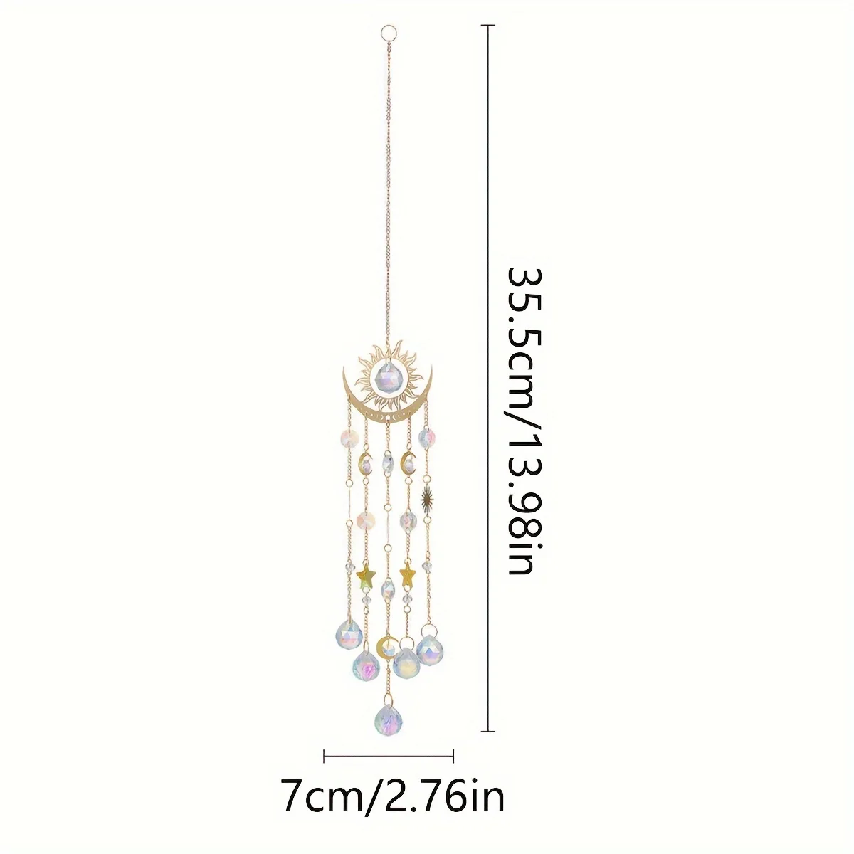 1pc gold flame moon crystal pendant sunlight catcher outdoor garden ab color hanging decorations hanging ornaments