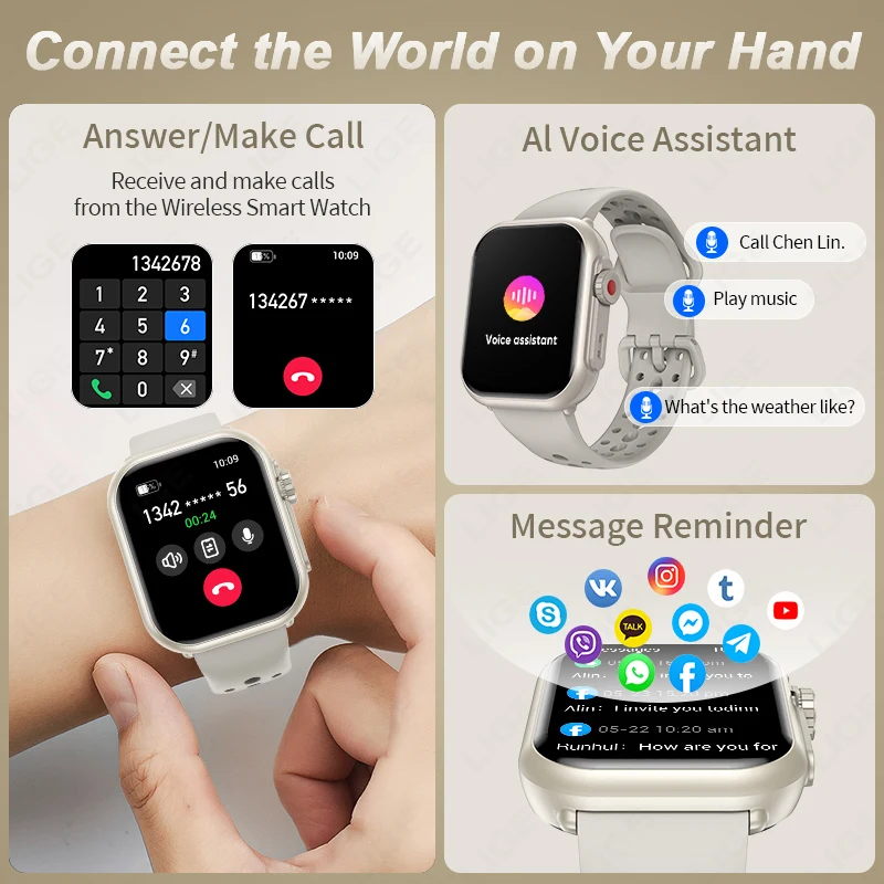 LIGE Watch Ultra 2 SE For iOS Android 1000mAh Smart Watch Men Women 1.85" HD Full Touch Screen Sports Bluetooth Call Smartwatch