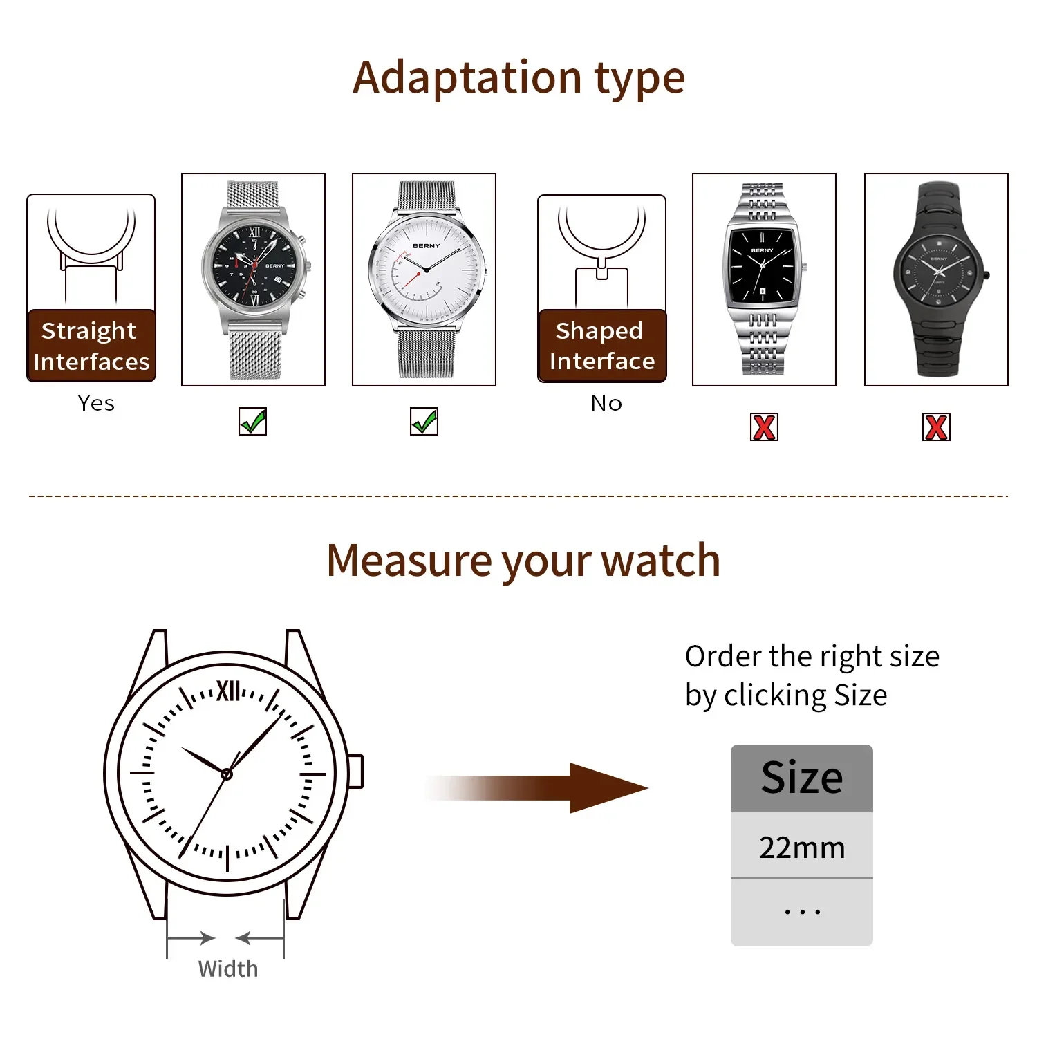 BERNY Watch Strap Stainless Steel Woven strap Easy Replace 18/20/22/24mm Woven Grain Watch Bands Skin Breathable Watch Bracelet