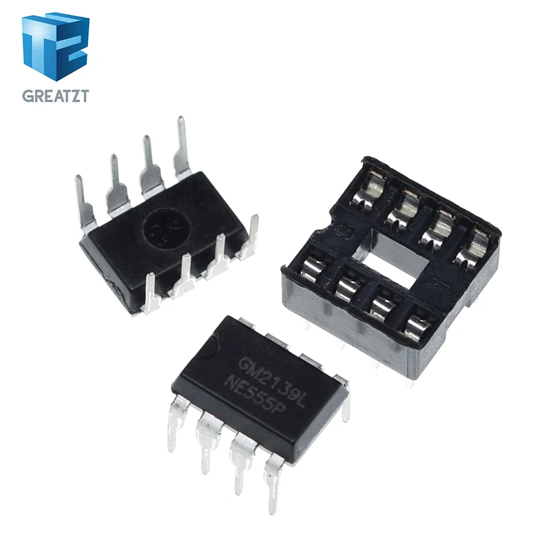 10 Stück (je 5) ne555 ne555p ic 555 Timer-Programmier oszillator chip und 8-polige Dip-Buchsen – Detail 6