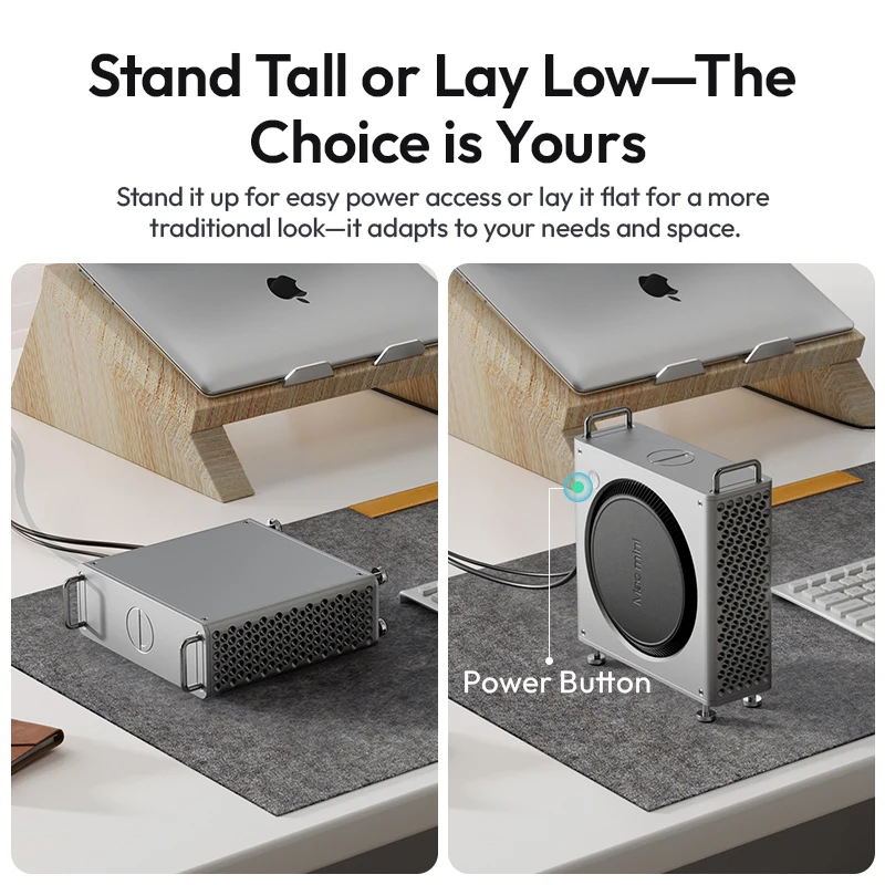 Ulanzi QT01 Mac Mini Aluminum Alloy Case for Mac Mini M4/M4 Pro with Magnetic Side Stand Dustproof Shockproof Protective Case