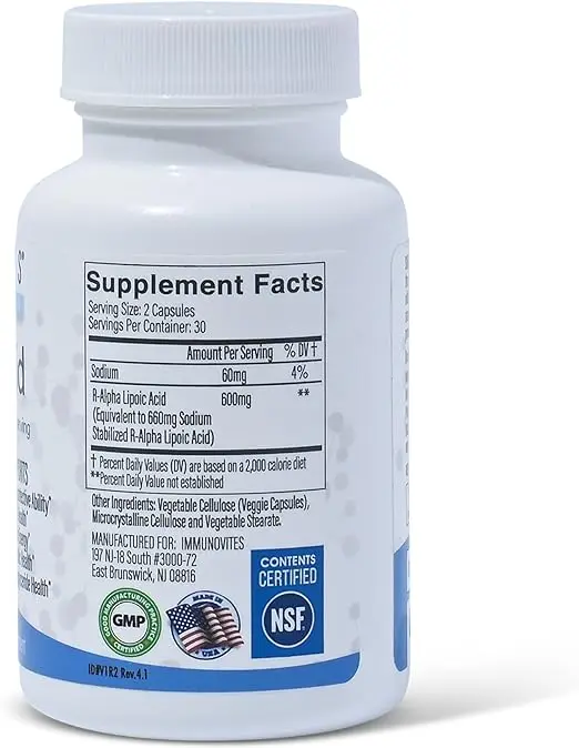 Immune stabilized R-&alpha;-lipoic acid, 60 capsules
