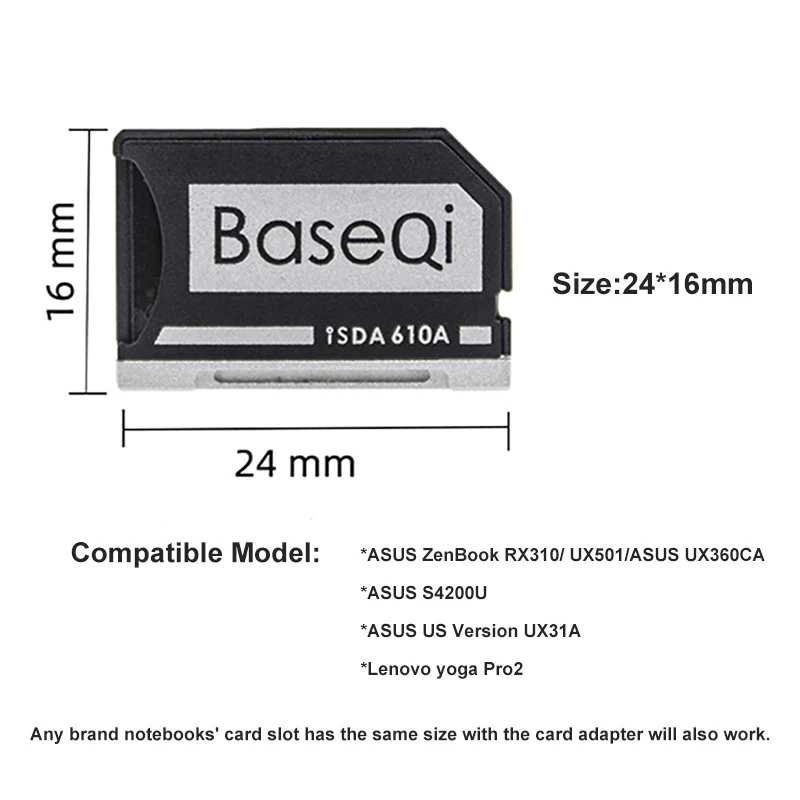 Baseqi para Asus Zenbook Flip Ux360ca Leitor de Cartão Mini Drive Cartão Miccro sd Adaptador 610a - Imagem 2