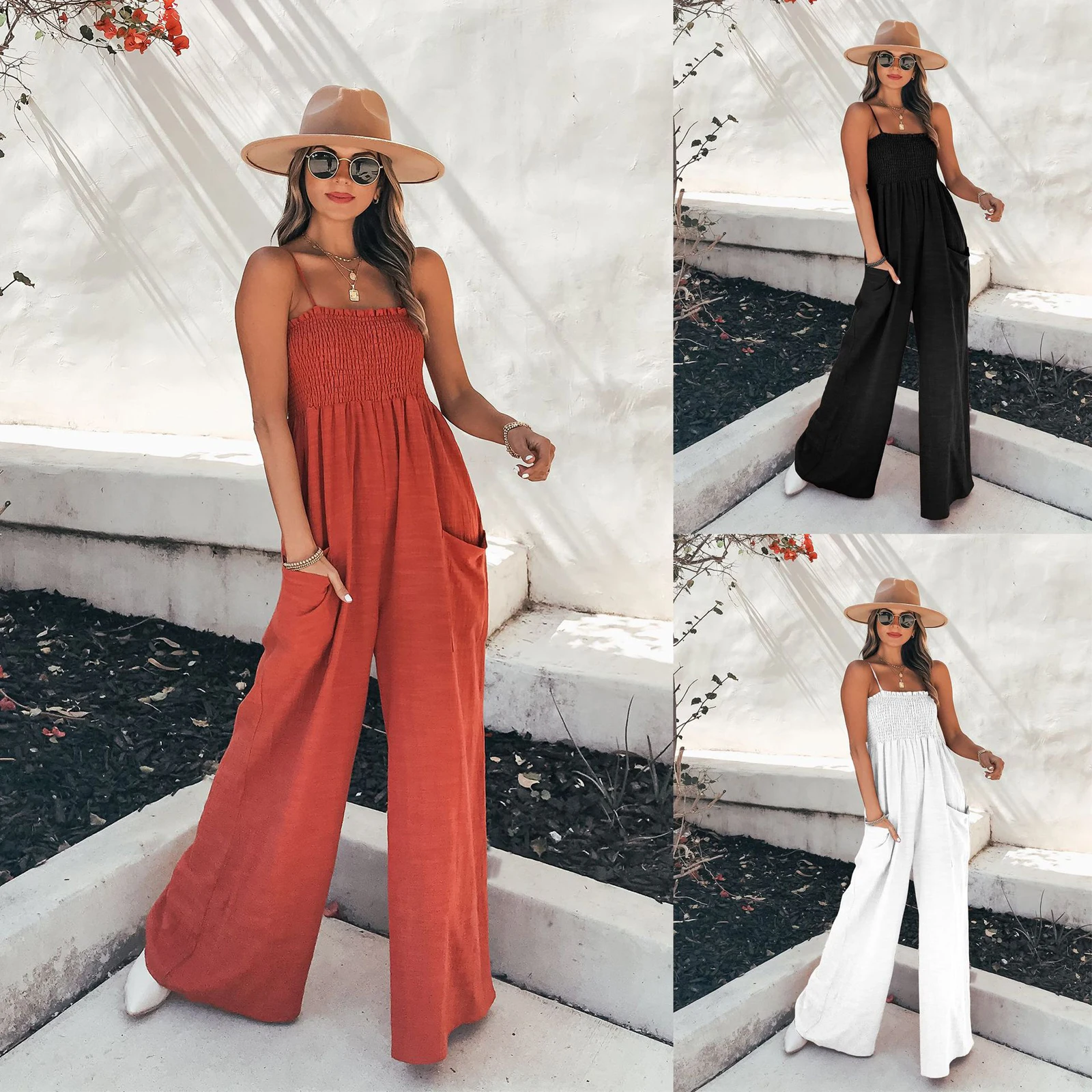 Sexy Wrap Chest 2022 Summer Strap Jumpsuits Business Casual Fashion Wide Leg Pants Playsuit Woman Streetwear Elegant Overalls