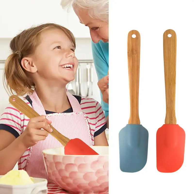 High Heat Resistant Silicone Scraper Spoon Commercial Spatula for Cooking,  Rubber Spatula Set of 2 (9.5'')